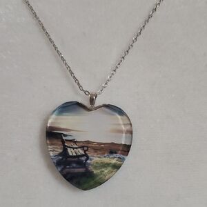 Heart-Shaped Scenic Pendant Necklace